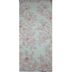 Renda Bordada London 3D Rosa Bebê Fundo Nude Modelo 17 Renda Bordada London 3D Rosa Bebê Fundo Nude Modelo 17