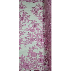 Renda Bordada London 3D Rosa Médio Modelo 17