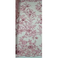 Renda Bordada London 3D Rosê Modelo 17