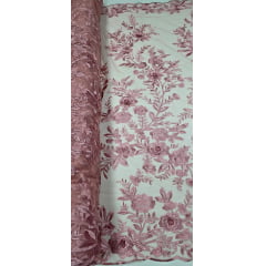 Renda Bordada London 3D Rosê Modelo 17 Renda Bordada London 3D Rosê Modelo 17