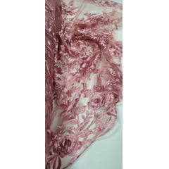 Renda Bordada London 3D Rosê Modelo 17