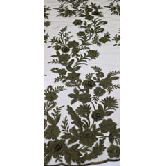 Renda Bordada London 3D Verde Oliva Modelo 14