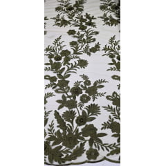 Renda Bordada London 3D Verde Oliva Modelo 14