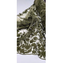 Renda Bordada London 3D Verde Oliva Modelo 14
