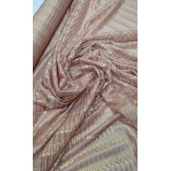 Renda Luminous  com Elastano Rosê com Foil