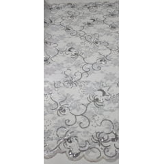 Renda Tipo Chantilly com Fio Metálico Bordado com Paetês