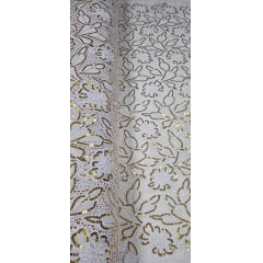 Renda Guipir Bordada Africana Branco com Dourado CL344