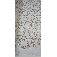 Renda Guipir Bordada Africana Branco com Dourado CL344