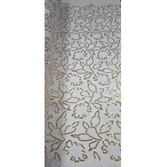 Renda Guipir Bordada Africana Branco com Dourado CL344