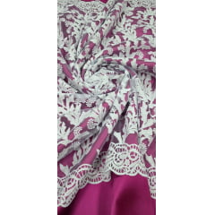 Renda Guipir Nigeriana Bordada Branca Modelo ST01 (corte de 4,50 m)