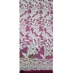 Renda Guipir Nigeriana Bordada Branca Modelo ST01 (corte de 4,50 m)