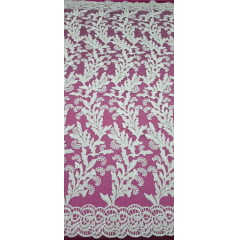 Renda Guipir Nigeriana Bordada Branca Modelo ST01 (corte de 4,50 m)