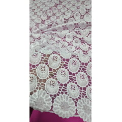 Renda Guipir Nigeriana Bordada Branca Modelo ST03 (corte de 4,50 m)