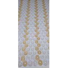 Renda Guipir Nigeriana Bordada Dourado com Branco (corte de 4,50 m)