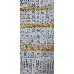 Renda Guipir Nigeriana Bordada Dourado com Branco Modelo 03 (corte de 4,50 m)