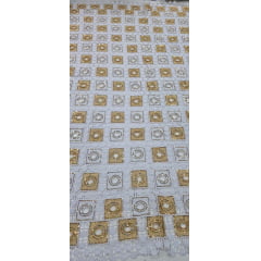 Renda Guipir Nigeriana Bordada Dourado com Branco Modelo 04 (corte de 4,50 m) Renda Guipir Nigeriana Bordada Dourado com Branco Modelo 04 (corte de 4,50 m)