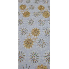 Renda Guipir Nigeriana Bordada Dourado com Branco Modelo 05 (corte de 4,50 m)