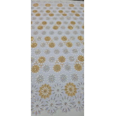 Renda Guipir Nigeriana Bordada Dourado com Branco Modelo 05 (corte de 4,50 m)