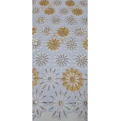 Renda Guipir Nigeriana Bordada Dourado com Branco Modelo 05 (corte de 4,50 m)