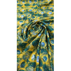 Seda Estampada Gloss Folhagens Brasil