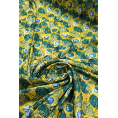 Seda Estampada Gloss Folhagens Brasil
