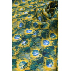 Seda Estampada Gloss Folhagens Brasil