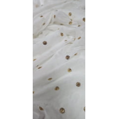 Chiffon bordado indiano com fio metálico - Comprimento 2 m x Largura 1,40 m