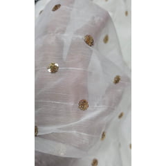 Chiffon bordado indiano com fio metálico - Comprimento 2 m x Largura 1,40 m