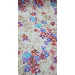 Chiffon de Seda Pura Estampado Floral 01