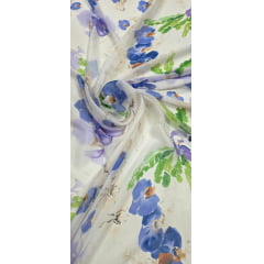 Chiffon de Seda Pura Estampado Floral Lavanda 09