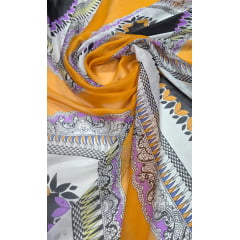Chiffon de Seda Pura Estampado Lenços Desenho 13