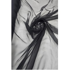 Mousseline Lisa Preta  100% Seda Pura 