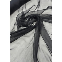 Mousseline Lisa Preta  100% Seda Pura 