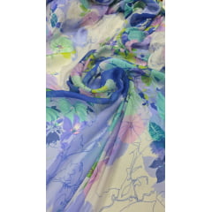 Seda pura floral multicolor  - Comprimento 2 m x Largura 1,40 m