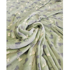 Ultra Soft Fleece 3D Dinossauros Fundo Verde - Brilha no Escuro