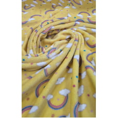 Ultra Soft Fleece Estampada Arco Íris Fundo Amarelo