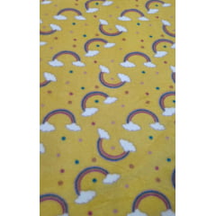Ultra Soft Fleece Estampada Arco Íris Fundo Amarelo