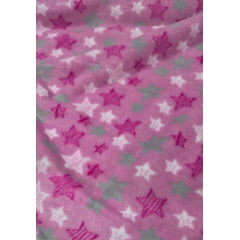 Ultra Soft Fleece Estampada Estrelas Fundo Rosa