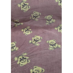 Ultra Soft Fleece Estampada Ursos Fundo Rosê Escuro