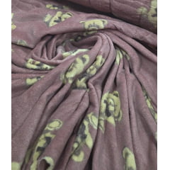 Ultra Soft Fleece Estampada Ursos Fundo Rosê Escuro