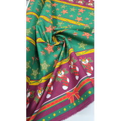 Tergal Natalino Barrado Estrelas Fundo Verde 05