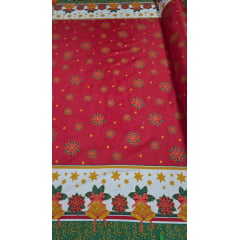 Tergal Natalino Flores Barrado Fundo Vermelho 10