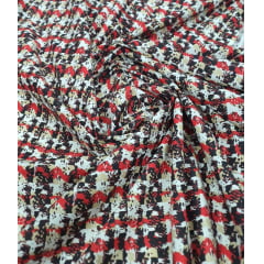 Tricoline Estampada Tweed Multicolor Vermelho 100% Algodão