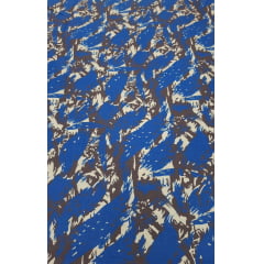 Tricoline Estampada Camuflado com Azul 100% Algodão