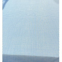 Tricoline Estampada Xadrez Menor Azul Turquesa com Branco 100% Algodão