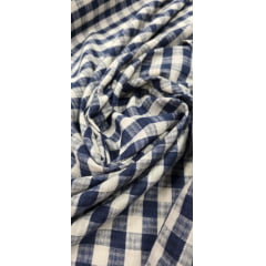 Tricoline Xadrez Fio Tinto Renaux Azul Marinho e Branco