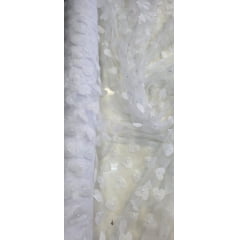 Tule Bordado Alegra 3D Coração Branco Tule Bordado Alegra 3D Coração Branco
