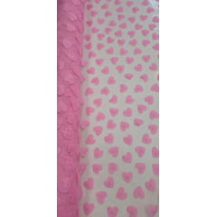 Tule Bordado Alegra 3D Coração Rosa Bebê