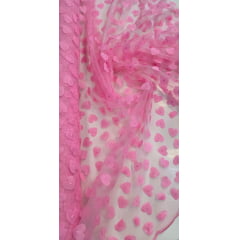 Tule Bordado Alegra 3D Coração Rosa Bebê Tule Bordado Alegra 3D Coração Rosa Bebê