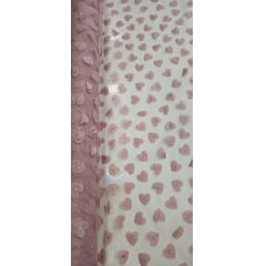 Tule Bordado Alegra 3D Coração Rosê